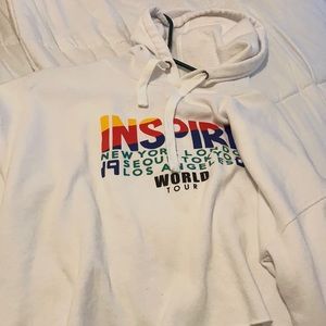 Cropped white hoodie